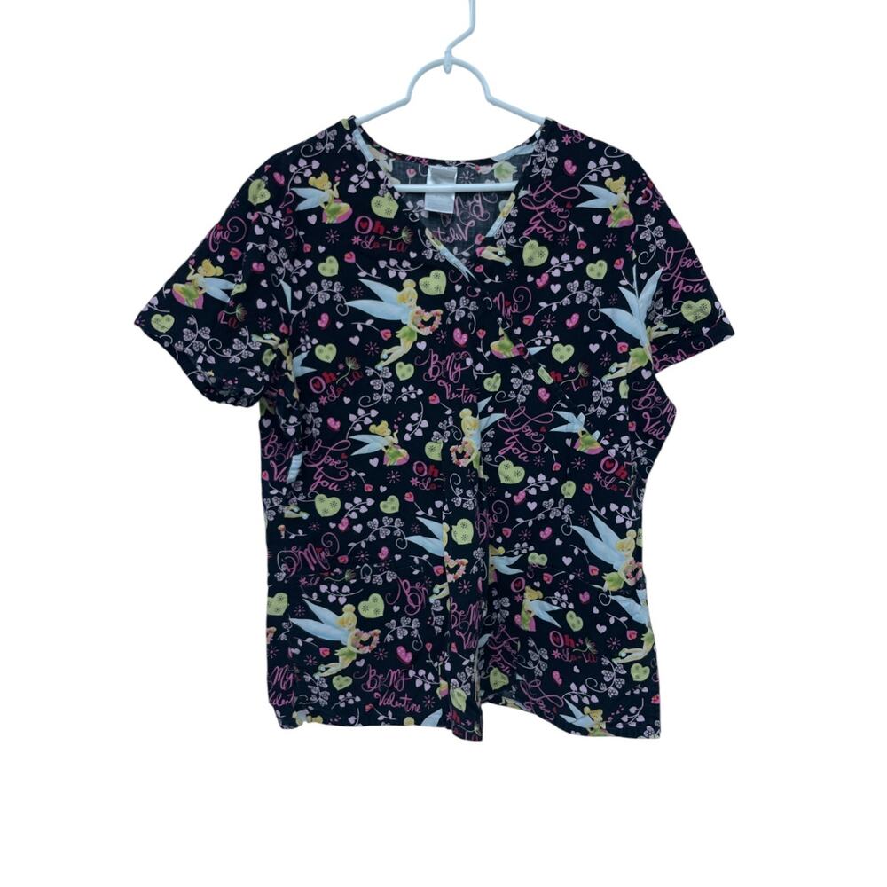 Tinkerbell Disney Scrubs Top Women's Size Large Valentines
